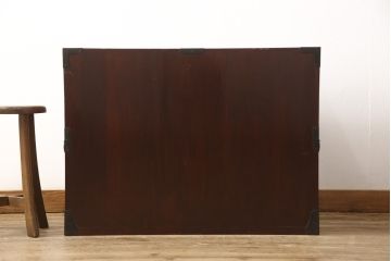 和製アンティーク　高級品　上手物!　前面欅(ケヤキ)玉杢・中桐　漆のきれいな庄内箪笥ローチェスト(時代箪笥、チェスト、引き出し、和タンス、衣装箪笥)(R-057754)