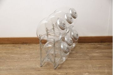 アンティーク雑貨　当時物　昭和レトロ　6連猫瓶(ガラス瓶、菓子瓶、菓子びん、菓子ビン)(R-057760)
