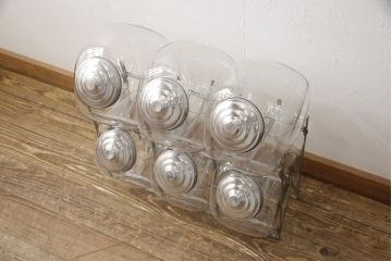 アンティーク雑貨　当時物　昭和レトロ　6連猫瓶(ガラス瓶、菓子瓶、菓子びん、菓子ビン)(R-057760)
