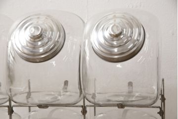 アンティーク雑貨　当時物　昭和レトロ　6連猫瓶(ガラス瓶、菓子瓶、菓子びん、菓子ビン)(R-057760)