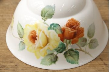 アンティーク家具　オールドノリタケ・則武(日陶)　ローズ(薔薇)　鮮やかな絵柄が目を引く電笠(天井照明、シェード)(R-057762)