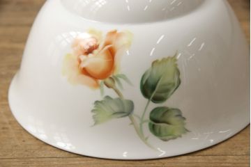 アンティーク家具　オールドノリタケ・則武(日陶)　ローズ(薔薇)　鮮やかな絵柄が目を引く電笠(天井照明、シェード)(R-057762)