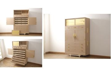 中古　和歌山　金色に輝く引き戸と透かしがアクセントの紀州総桐箪笥(定価約100万円)(並厚、桐たんす、着物箪笥、和タンス、引き出し)(R-057765)
