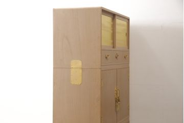 中古　和歌山　金色に輝く引き戸と透かしがアクセントの紀州総桐箪笥(定価約100万円)(並厚、桐たんす、着物箪笥、和タンス、引き出し)(R-057765)