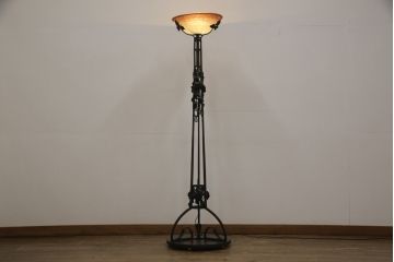 フランスアンティーク　アールヌーヴォー期　ミューラー兄弟(Muller Freres Luneville)　CHAPCLLE NANCY　ヴィトリフィカシオン彩　上質な空間を演出するフロアスタンド(スタンドライト、フロア照明、アールヌーボー)(定価約350万円)(R-057766)