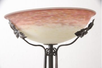 フランスアンティーク　アールヌーヴォー期　ミューラー兄弟(Muller Freres Luneville)　CHAPCLLE NANCY　ヴィトリフィカシオン彩　上質な空間を演出するフロアスタンド(スタンドライト、フロア照明、アールヌーボー)(定価約350万円)(R-057766)