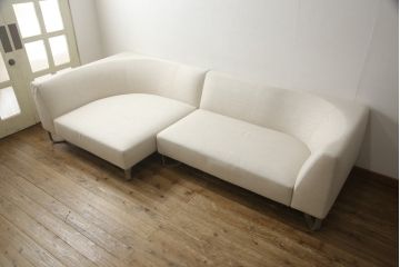 中古　超美品　arflex(アルフレックス)　VASCA(ヴァスカ)(ファブリックF3)　125DL+150R　2.5人掛けソファ(定価44万円+51万円=95万円)(2人掛けソファ、3人掛けソファ)(R-057777)
