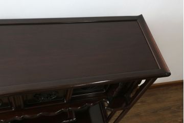 中古　民芸家具　花梨(カリン、唐木)　深みのある色合いが美しい飾り棚(戸棚、茶棚、違い棚)(R-057784)