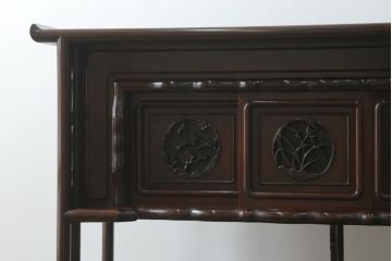 中古　民芸家具　花梨(カリン、唐木)　深みのある色合いが美しい飾り棚(戸棚、茶棚、違い棚)(R-057784)