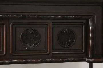 中古　民芸家具　花梨(カリン、唐木)　深みのある色合いが美しい飾り棚(戸棚、茶棚、違い棚)(R-057784)