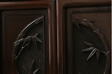 中古　民芸家具　花梨(カリン、唐木)　深みのある色合いが美しい飾り棚(戸棚、茶棚、違い棚)(R-057784)