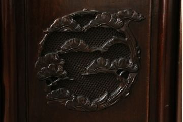 中古　民芸家具　花梨(カリン、唐木)　深みのある色合いが美しい飾り棚(戸棚、茶棚、違い棚)(R-057784)