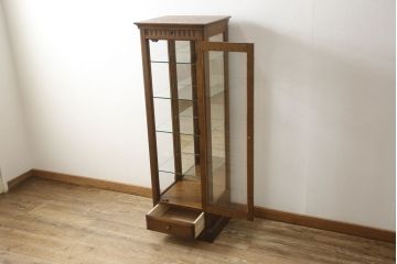 中古　美品　えぞ民芸(EZO)　木の温もりが感じられるキュリオケース(ガラスケース、飾り棚、キャビネット)(R-057785)