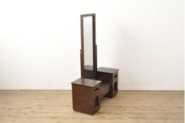 中古　松本民芸家具　M型一面鏡I　直線的なデザインが美しい鏡台(ドレッサー)(定価約24万円)(R-057786)