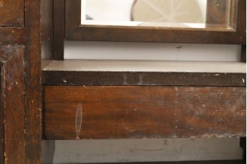 中古　松本民芸家具　M型一面鏡I　直線的なデザインが美しい鏡台(ドレッサー)(定価約24万円)(R-057786)