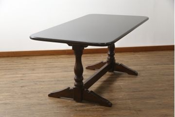 中古　美品　松本民芸家具　クラシカルな脚がおしゃれなT型食卓(ダイニングテーブル、4人掛け、6人掛け)(R-057807)
