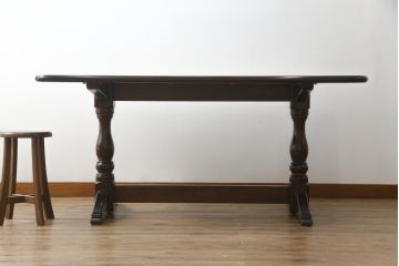 中古　美品　松本民芸家具　クラシカルな脚がおしゃれなT型食卓(ダイニングテーブル、4人掛け、6人掛け)(R-057807)