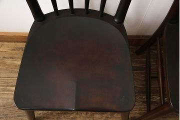 中古　美品　松本民芸家具　220F型　シックな佇まいが魅力的なチェア2脚セット(ダイニングチェア、板座チェア、椅子)(R-057809)