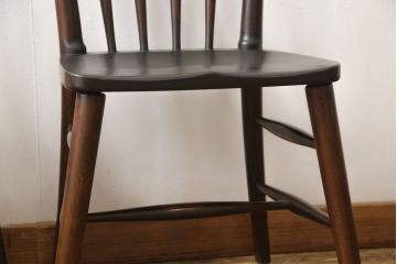 中古　美品　松本民芸家具　220F型　シックな佇まいが魅力的なチェア2脚セット(ダイニングチェア、板座チェア、椅子)(R-057809)