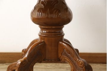 中古　イタリア輸入家具　気品あふれる上質な空間を演出する象嵌入りラウンドダイニングテーブル(ラウンドテーブル、丸テーブル)(R-057813)
