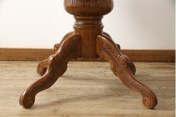 中古　イタリア輸入家具　気品あふれる上質な空間を演出する象嵌入りラウンドダイニングテーブル(ラウンドテーブル、丸テーブル)(R-057813)