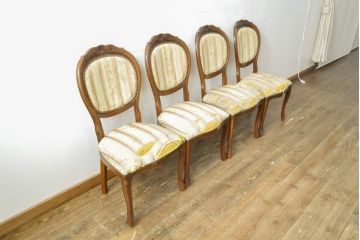 中古　イタリア輸入家具　優しい曲線で上品な雰囲気を醸し出すチェア4脚セット(ダイニングチェア、椅子)(R-057814)