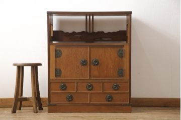 中古　美品　屋久杉　上質な和の空間づくりにおすすめの茶箪笥(茶棚、戸棚、収納棚、飾り棚)(R-057817)