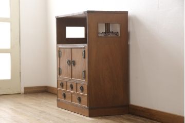 中古　美品　屋久杉　上質な和の空間づくりにおすすめの茶箪笥(茶棚、戸棚、収納棚、飾り棚)(R-057817)