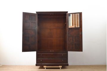 中古　北海道民芸家具　鏡付き　ワードローブの上段のみをリメイク!取り入れやすいサイズに生まれ変わる収納棚(本箱、下駄箱、ブックケース、本箱、キャビネット、戸棚)(R-057820)