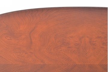 中古　美品　神戸洋家具　メープル不二屋　ガラス天板付き　曲線を描いたデザインが素敵なセンターテーブル(オーバルテーブル、ローテーブル)(R-057825)