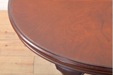 中古　美品　神戸洋家具　メープル不二屋　ガラス天板付き　曲線を描いたデザインが素敵なセンターテーブル(オーバルテーブル、ローテーブル)(R-057825)