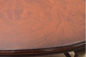 中古　美品　神戸洋家具　メープル不二屋　ガラス天板付き　曲線を描いたデザインが素敵なセンターテーブル(オーバルテーブル、ローテーブル)(R-057825)