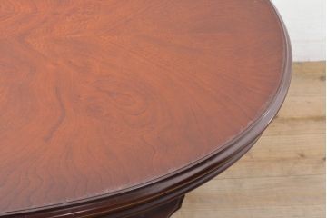 中古　美品　神戸洋家具　メープル不二屋　ガラス天板付き　曲線を描いたデザインが素敵なセンターテーブル(オーバルテーブル、ローテーブル)(R-057825)