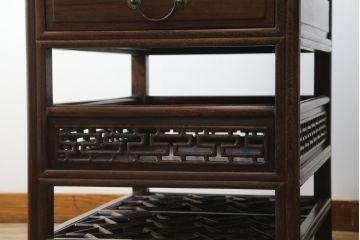 中国アンティーク　最高級!　鉄刀木(タガヤサン)　天板大理石　アジアンテイストな組み立て式両袖机(ニーホールデスク、ワークデスク、在宅用、在宅用ワークデスク)(R-057848)