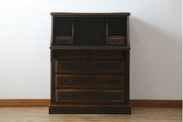 中古　飛騨産業　キツツキ　プロヴィンシャルシリーズ　上品なデザインと堅牢なつくりが魅力のライティングビューロー(定価約54万円)(ワークデスク、机、簿記机、在宅ワーク、在宅用チェスト)(R-057860)