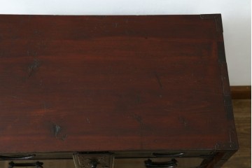 和製アンティーク　黒漆塗りと趣ある金具が魅力的な庄内小箪笥　(R-057862)