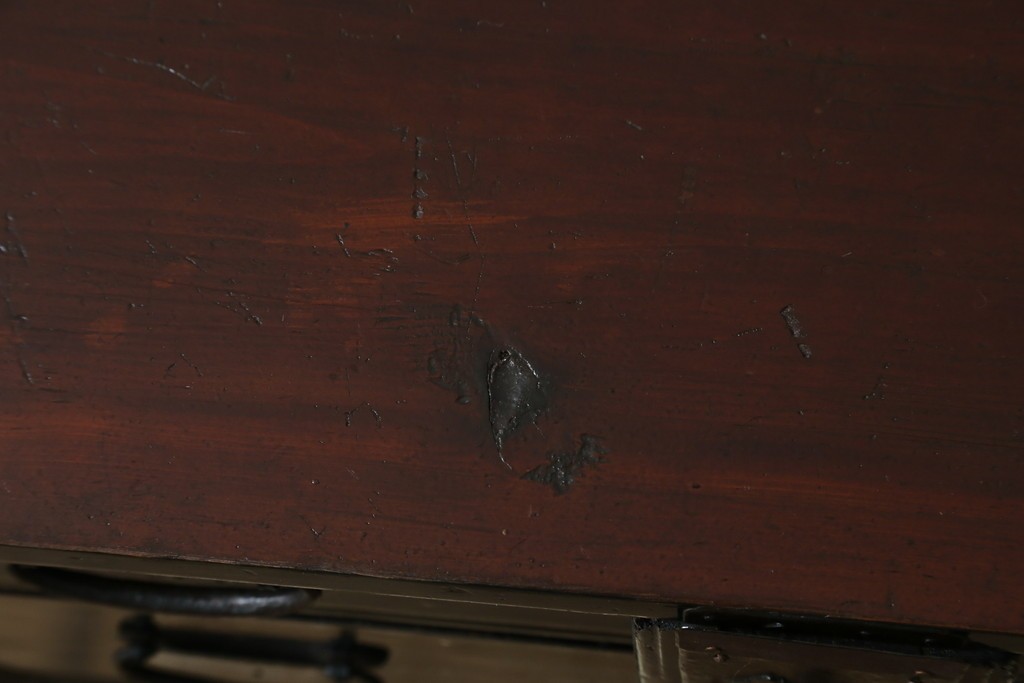 和製アンティーク　黒漆塗りと趣ある金具が魅力的な庄内小箪笥　(R-057862)