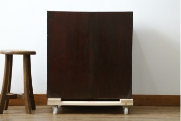 和製アンティーク　黒漆塗りと趣ある金具が魅力的な庄内小箪笥　(R-057862)