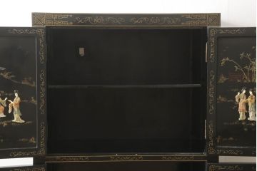 アジアビンテージ　中国デザイン　豪華な石細工が目を引く、まるで美術品のようなキャビネット(戸棚、収納棚、ヴィンテージ)(R-057869)