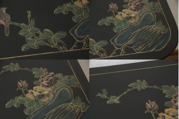 ビンテージ家具　黒塗り　螺鈿細工(らでん)　アジアンテイストのお部屋に取り入れたいサーバー(収納棚、サービス台、バーカウンター、カウンターテーブル、サイドボード、ヴィンテージ)(R-057872)