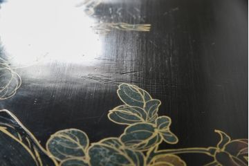 ビンテージ家具　黒塗り　螺鈿細工(らでん)　アジアンテイストのお部屋に取り入れたいサーバー(収納棚、サービス台、バーカウンター、カウンターテーブル、サイドボード、ヴィンテージ)(R-057872)