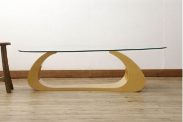 中古　超美品　松創　ウィーンNo.2　モダンなデザインが目を引くセンターテーブル(定価約73万円)(ローテーブル、ガラステーブル、リビングテーブル)(R-057874)