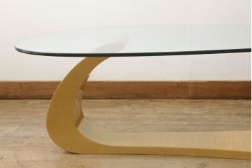 中古　超美品　松創　ウィーンNo.2　モダンなデザインが目を引くセンターテーブル(定価約73万円)(ローテーブル、ガラステーブル、リビングテーブル)(R-057874)