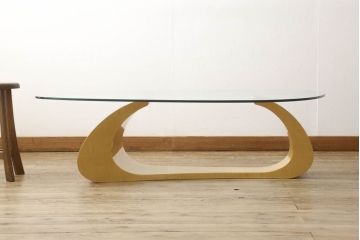 中古　超美品　松創　ウィーンNo.2　モダンなデザインが目を引くセンターテーブル(定価約73万円)(ローテーブル、ガラステーブル、リビングテーブル)(R-057874)