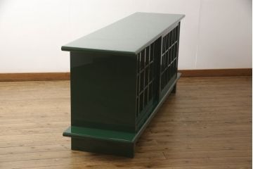 中古　美品　展示品　希少デザイン!　総漆塗り　和モダンな雰囲気と鮮やかな緑色が素敵なサイドボード(定価約80万円)(収納棚、戸棚、リビングボード)(R-057883)