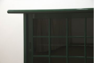 中古　美品　展示品　希少デザイン!　総漆塗り　和モダンな雰囲気と鮮やかな緑色が素敵なサイドボード(定価約80万円)(収納棚、戸棚、リビングボード)(R-057883)