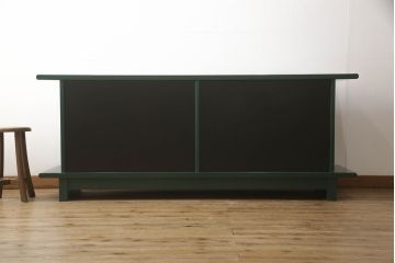 中古　美品　展示品　希少デザイン!　総漆塗り　和モダンな雰囲気と鮮やかな緑色が素敵なサイドボード(定価約80万円)(収納棚、戸棚、リビングボード)(R-057883)