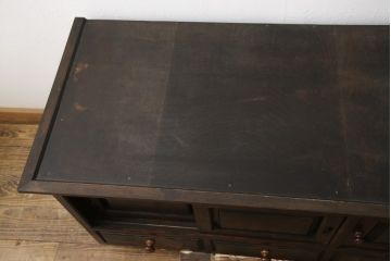 中古　美品　松本民芸家具　当店リメイク　和と洋どちらの空間にも取り入れやすいローボード(収納棚、戸棚、サイドボード、テレビ台、テレビボード)(R-057891)