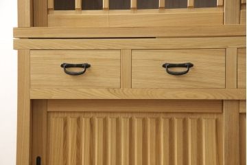 中古　極美品　タモ材　上質な和の空間づくりにおすすめ! 品を感じる重ね水屋箪笥(収納棚、キャビネット、食器棚、戸棚)(R-057894)