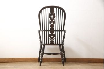 中古　美品　松本民芸家具　#44A型　洋風のクラシカルなデザインが美しいウィンザーチェア(定価約18万円)(アームチェア、椅子、イス、ウインザーチェア)(R-057900)